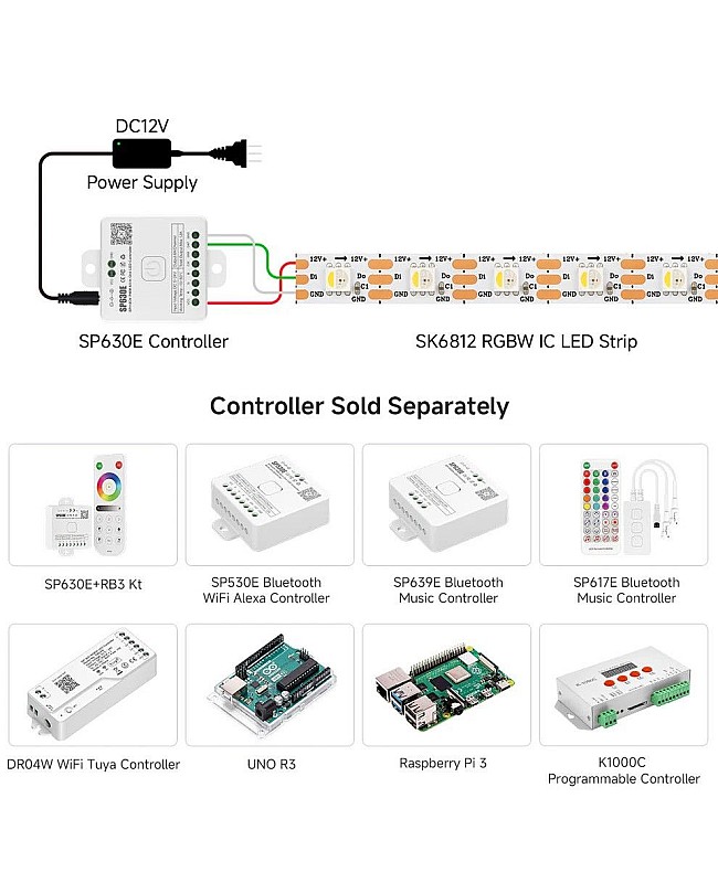Easy to connect to SPI LED controllers like SP630E, Arduino to achieve fantastic effects.