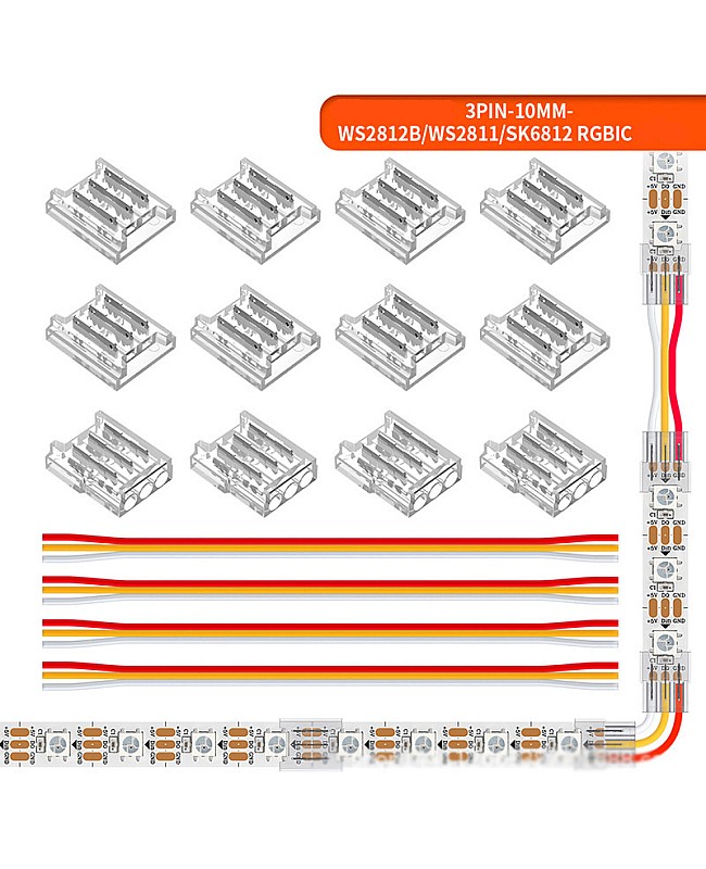 3Pin 10mm LED Connector Cable