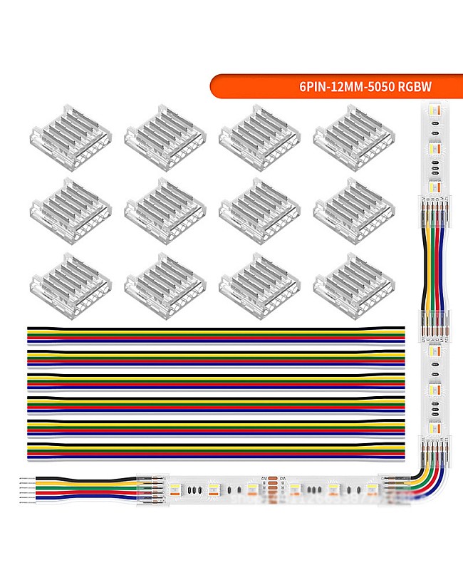 6PIN 12MM RGBW Strip Connector
