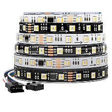 WS2805 RGBCCT Addressable LED Strips, black and white PCB board products available, 1m and 5m products in various IP ratings.