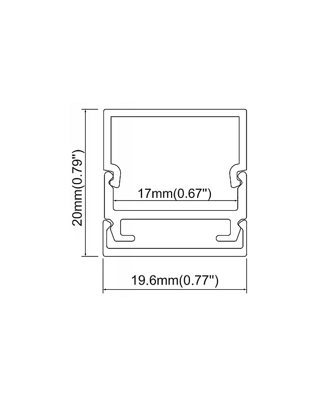 The dimension of LED stripe profile