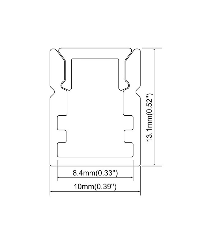 The dimensions of LED tape extrusions