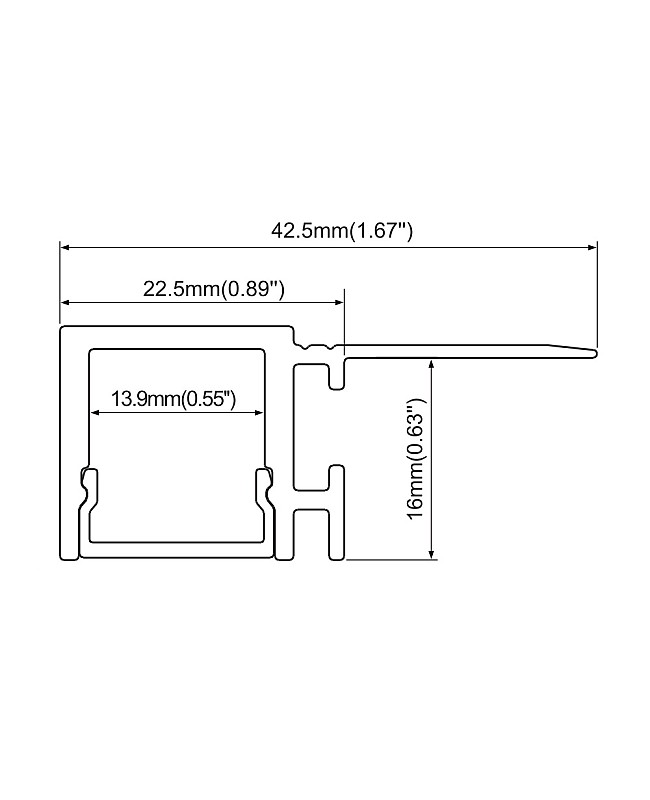 The dimension of plaster-in LED profiles for floating ceiling edge