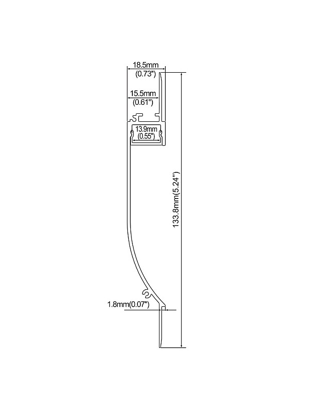 The dimension of gypsum LED light channels