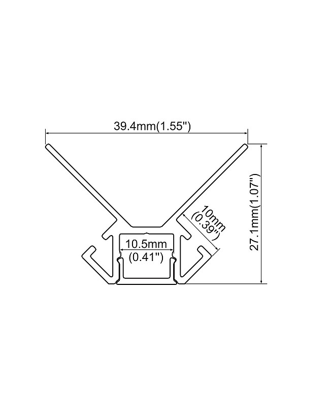 The dimension of outside corner LED strip housing for marble