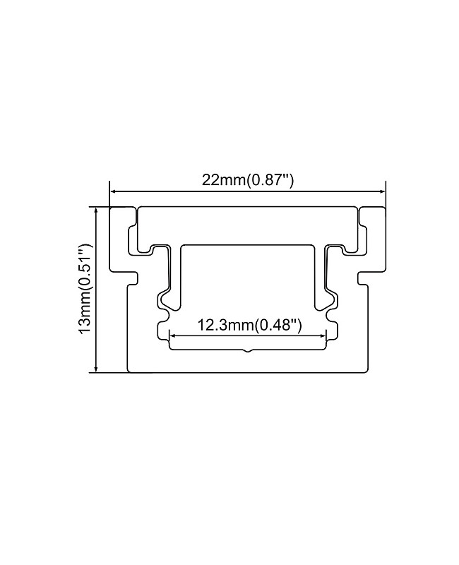 The dimension of floor recessed LED strip light channel with diffuser