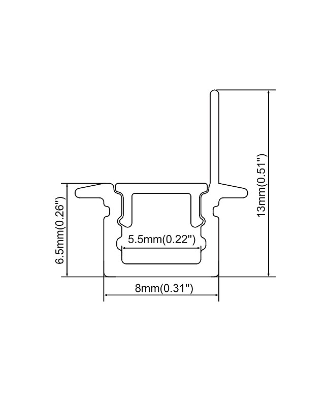 The dimension of furniture lighting LED strip profiles