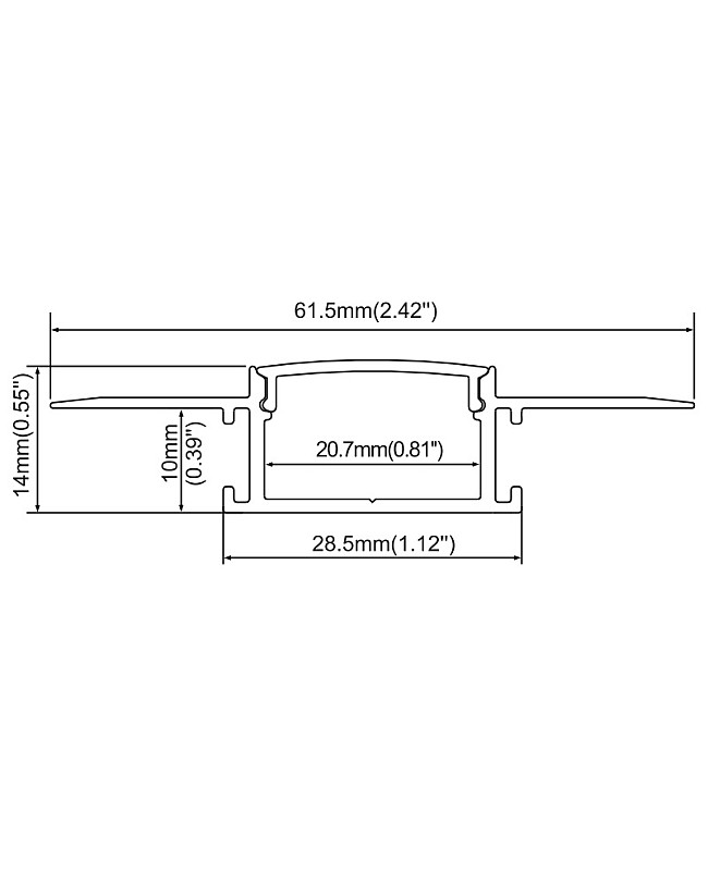 The dimension of LED tape lighting channels drywall