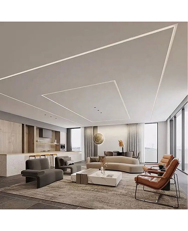 Asymmetric recessed LED aluminum profile for drywall