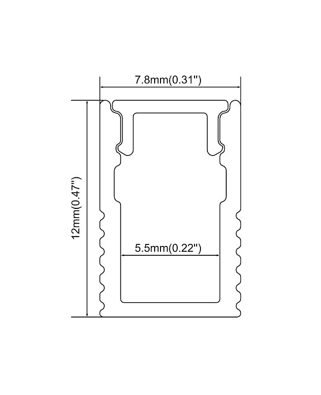 The dimension of narrow recessed LED aluminum channels