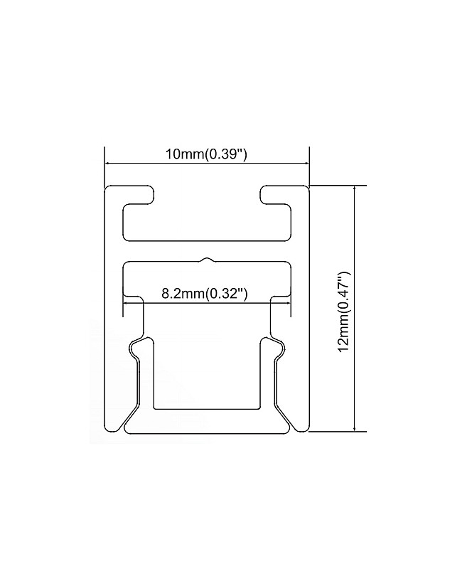 The dimension of LED channel black