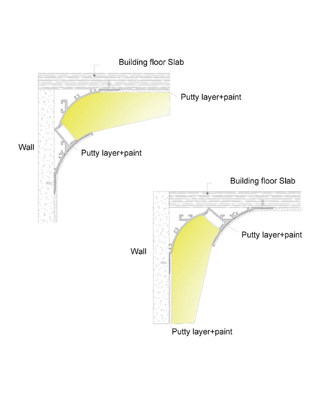 The ways to install the 45degree plasterboard LED channels