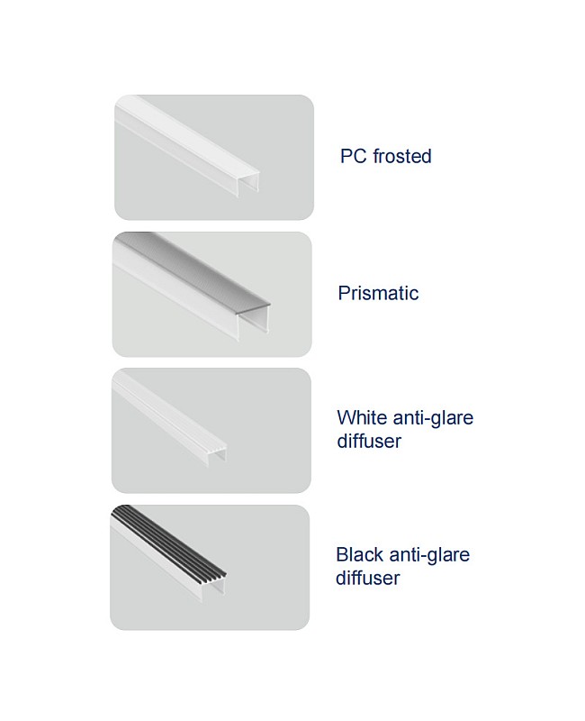 There are four types of diffused covers available, including two anti-glare ones.