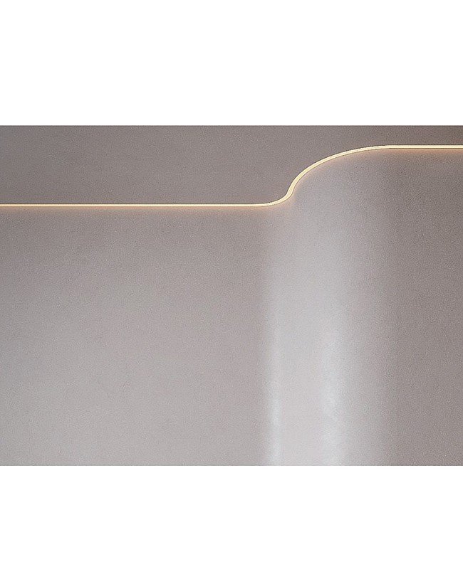 Installed curved recessed LED strip extrusion for drywall