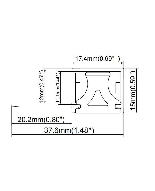 The dimension of bendable plaster in LED-channels for curved walls