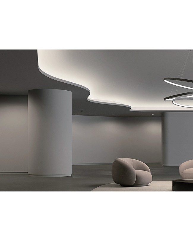 curved plaster in LED aluminum profiles for recessed cove lighting