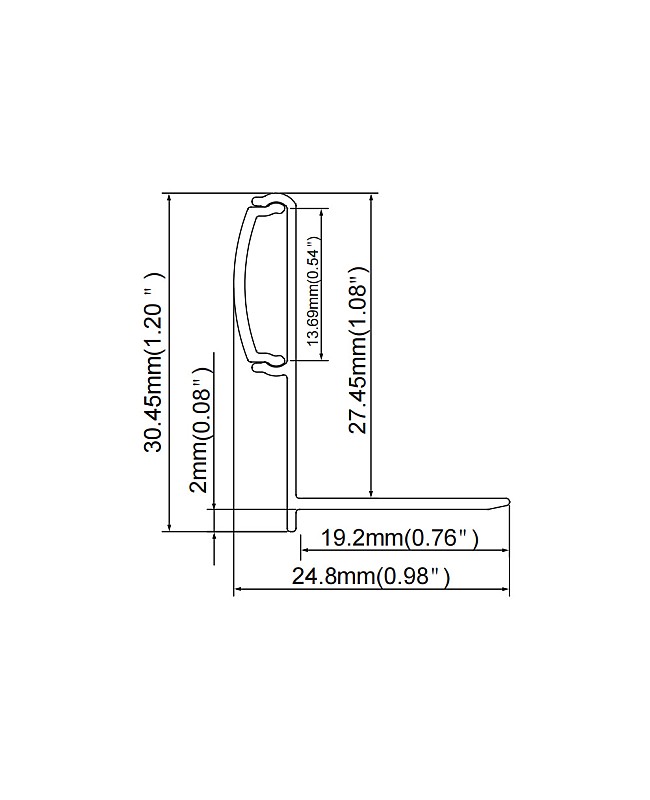 The dimension of recessed curved LED channel for ceiling edge lighting design