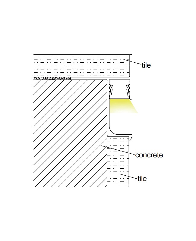 Black anodized tile LED profiles
