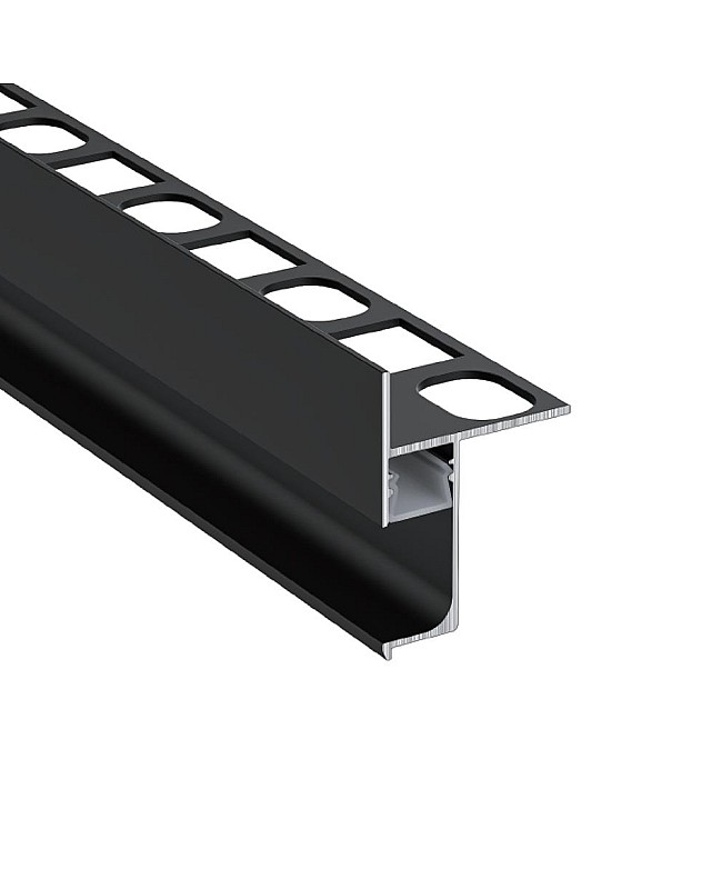 Tile-in aluminum LED channels for stair lighting