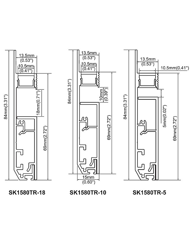 The dimension of skirting baseboard LED aluminum profile with diffuser