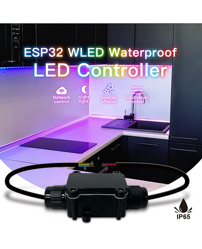 Waterproof ESP32 WLED LED controller for wet and outdoor applications