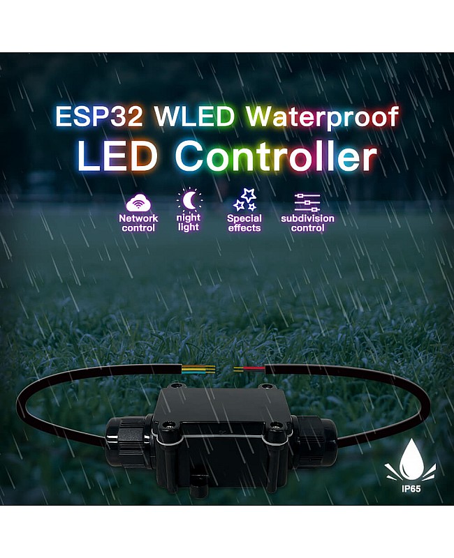 The IP rating of the Gledopto waterproof WLED controller is IP65