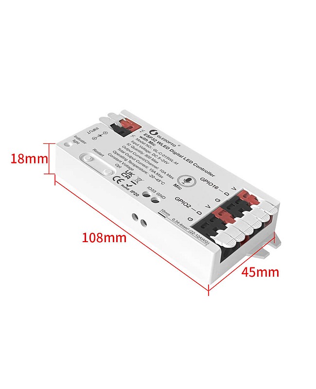 The dimension of ESP LED controller