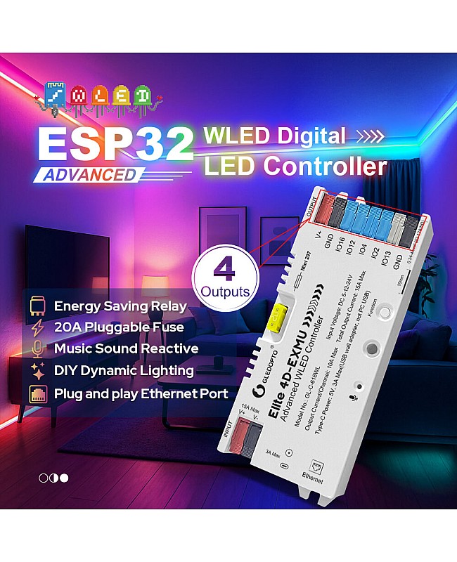 WLED controller for digital LED lights