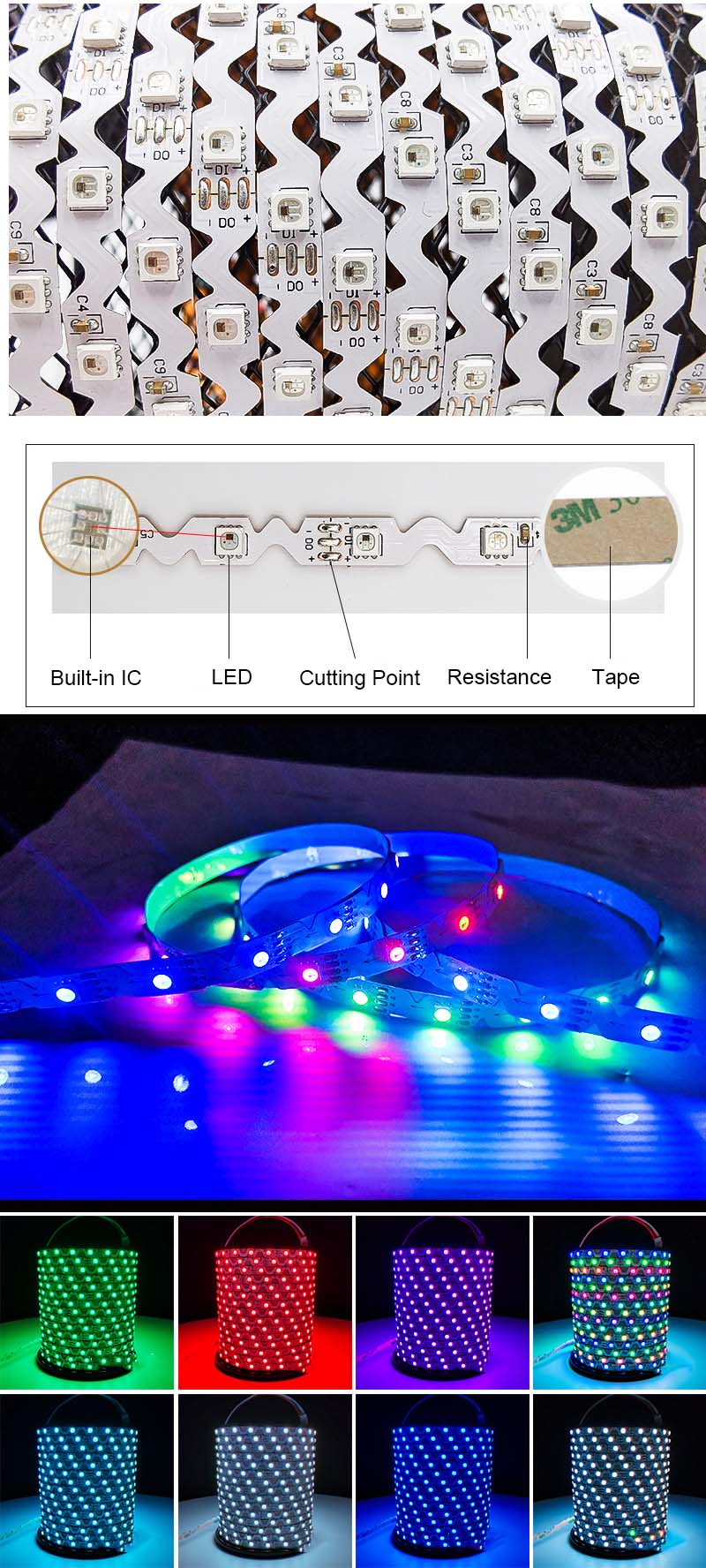 S Shape 3838 RGB LED Strips