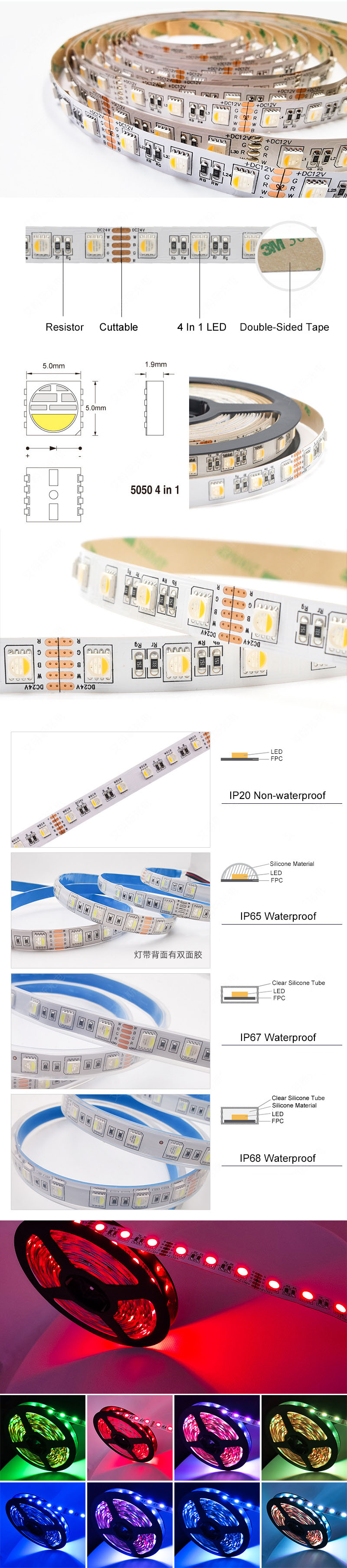 IP68 RGBW LED Strip Lights
