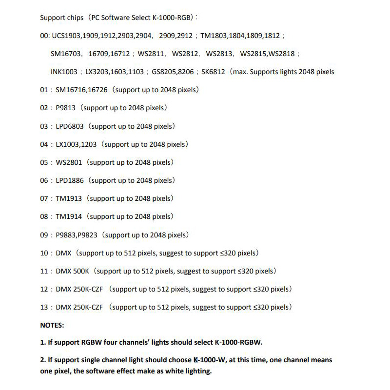 K-1000C Supports IC Types