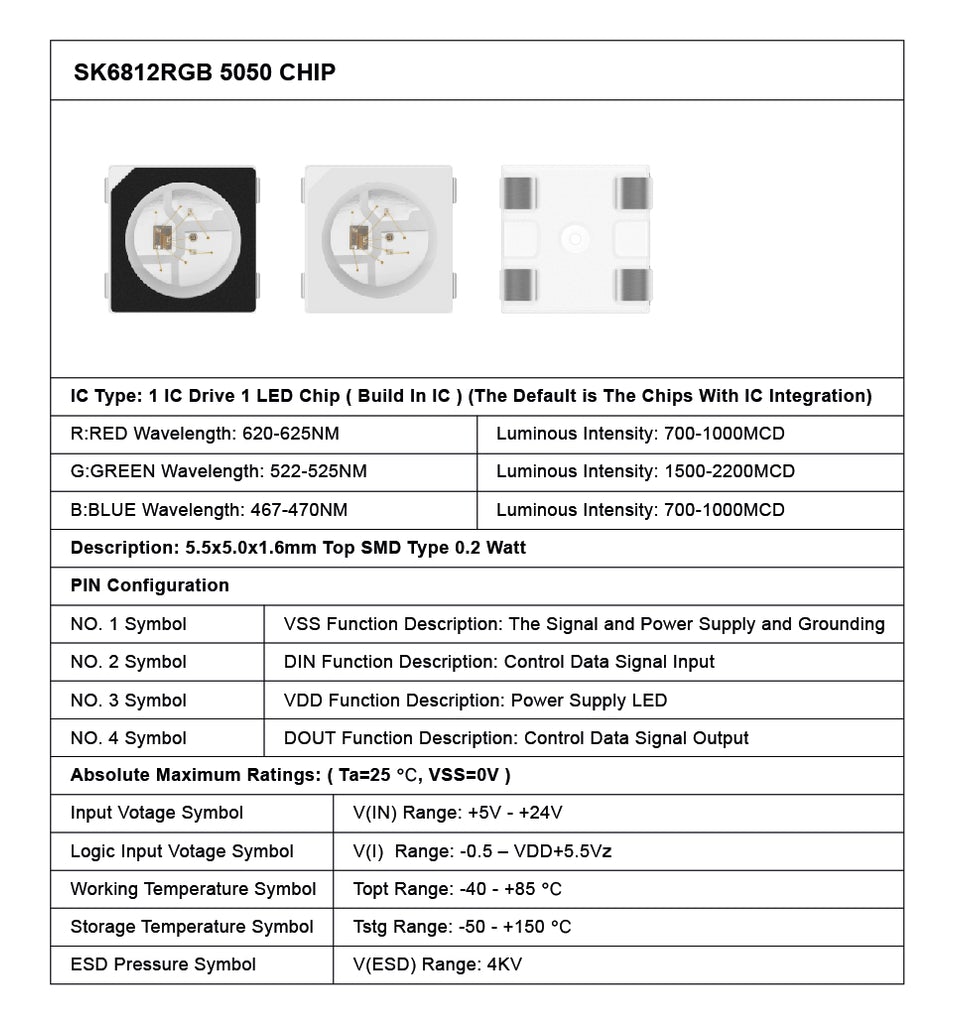 SK6812 5050 RGB SMD LEDs