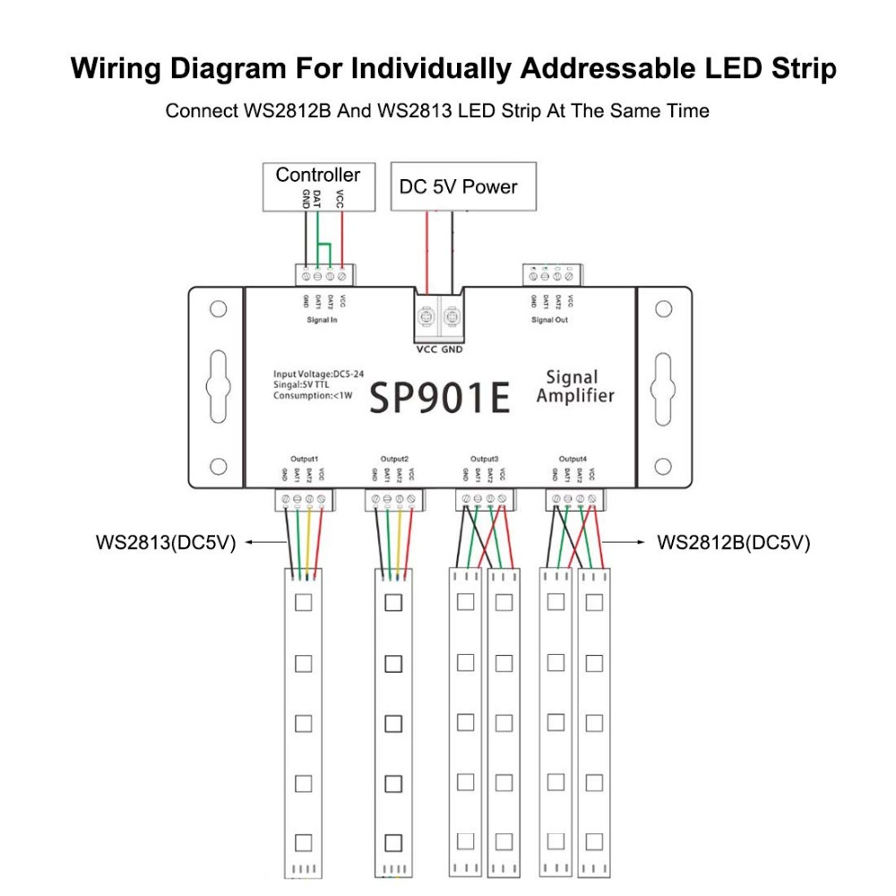 SPI LED Signal Amplifier SP901E WS2812B