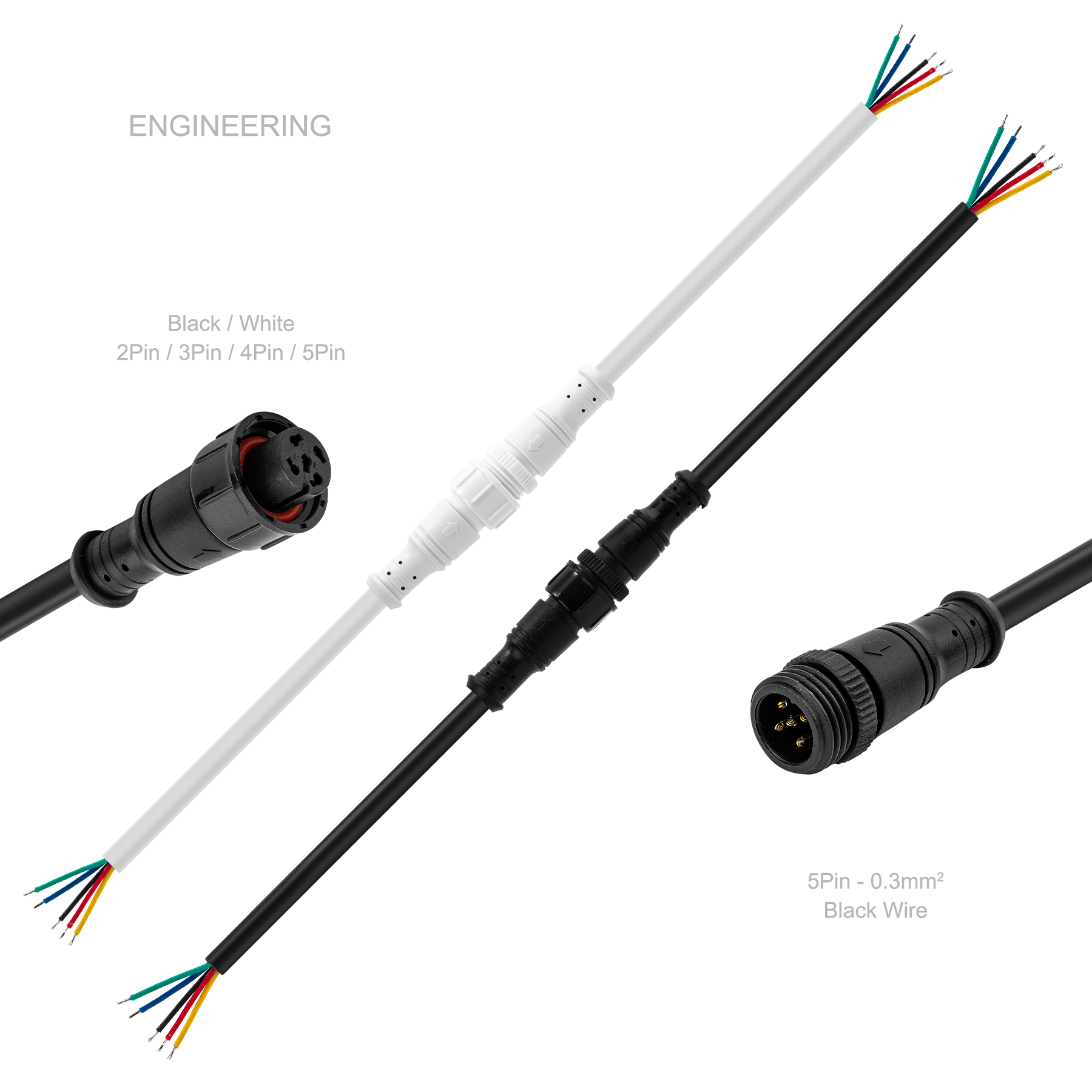 4Pin RGB waterproof LED connector IP67