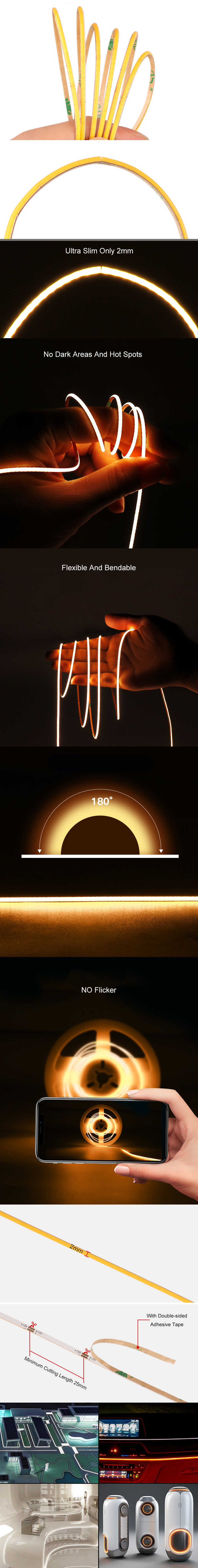 The details of ultra narrow 2mm COB LED strips