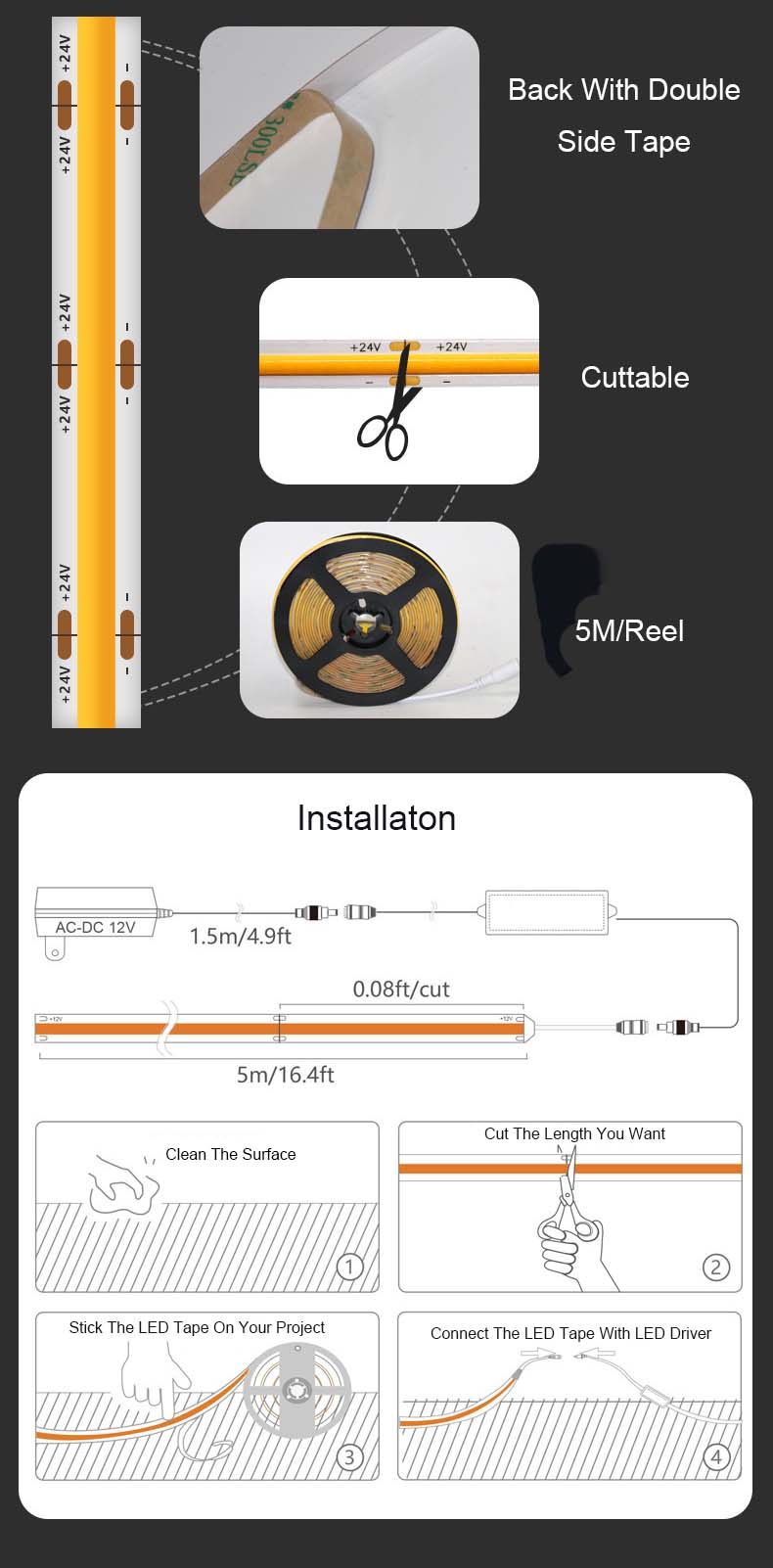 COB LED Strips Installation
