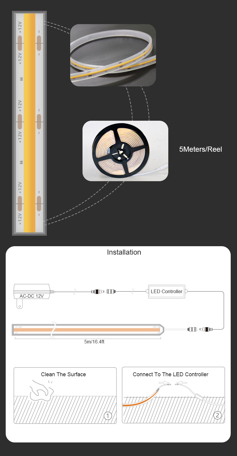 The details of outdoor COB LED strip lights