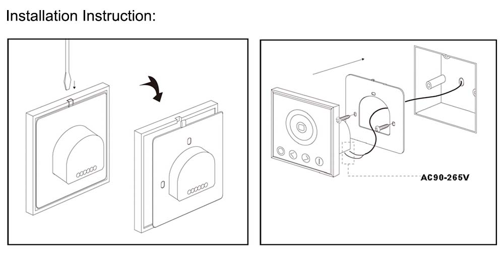 RF LED Light Wall Conrol Panel Installation