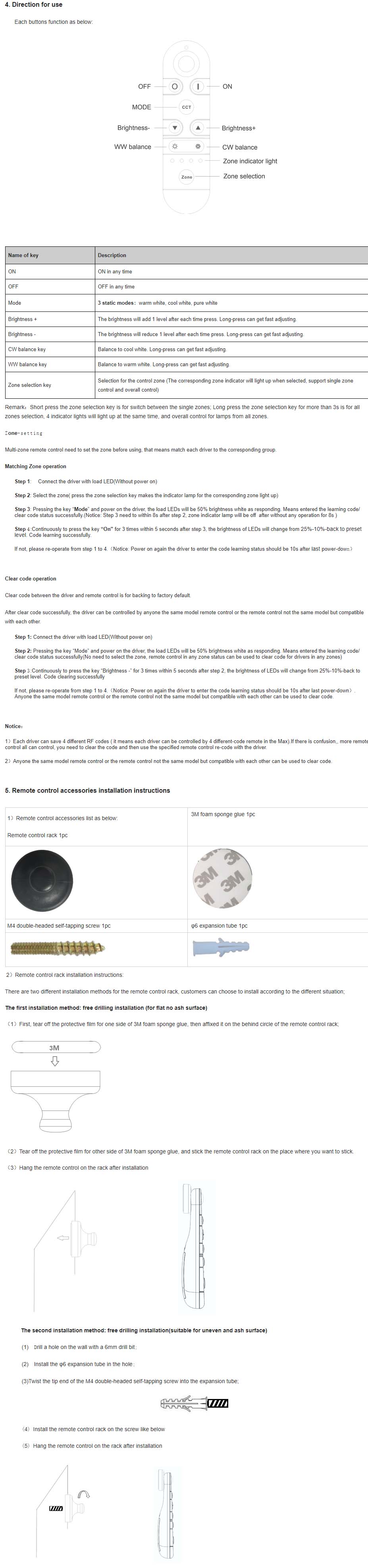 Multi-Zones Dual Channels CCT Remote Control