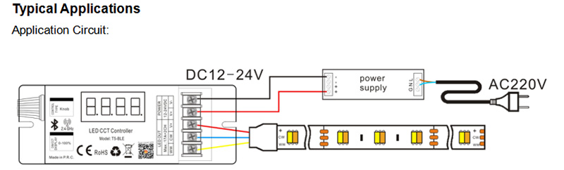 BLE Bluetooth Dual White Lighting Dimmer