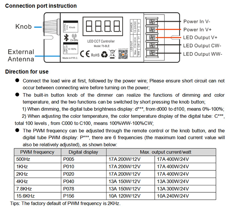 Bluetooth BLE CCT Dimmer