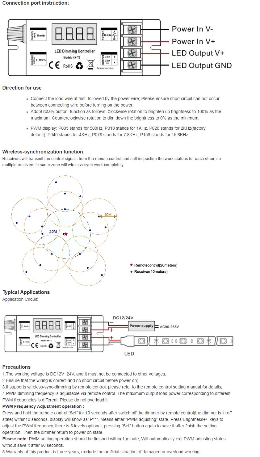 LED Single Color Dimmer 25A