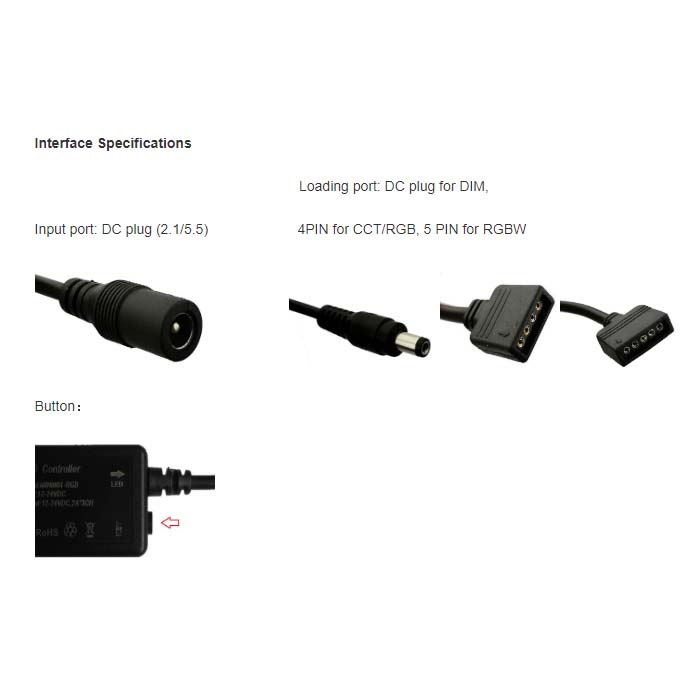 Mini WIFI LED Controller Connectors