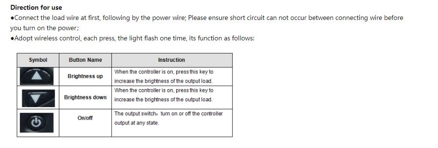 Single Color LED Dimmer Remote Function