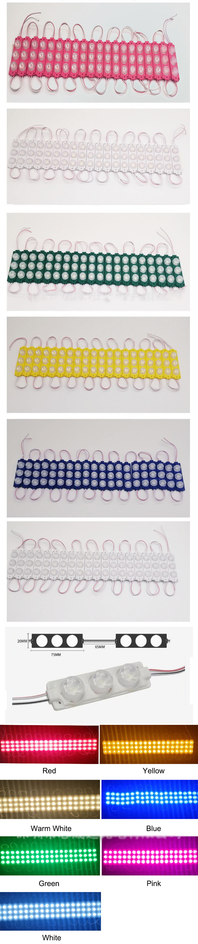 Dimmable 3 LED Waterproof Light Modules