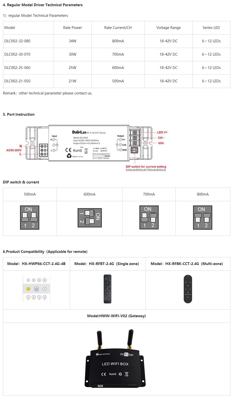 Dimmable LED Power Supply 4 In 1 Dip Switch