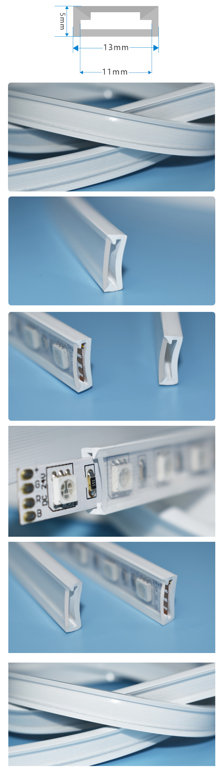 The details of bendable LED tape extrusions