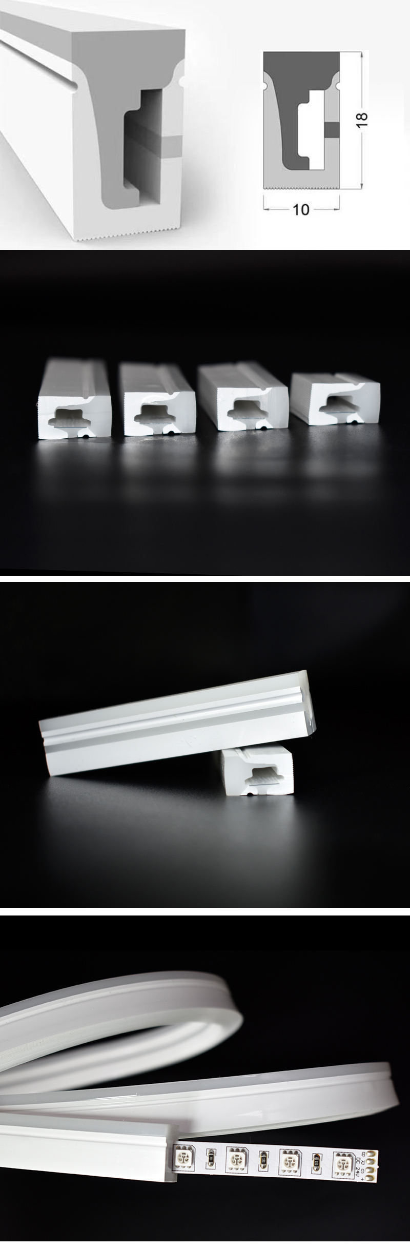 The details of silicone waterproof LED channels