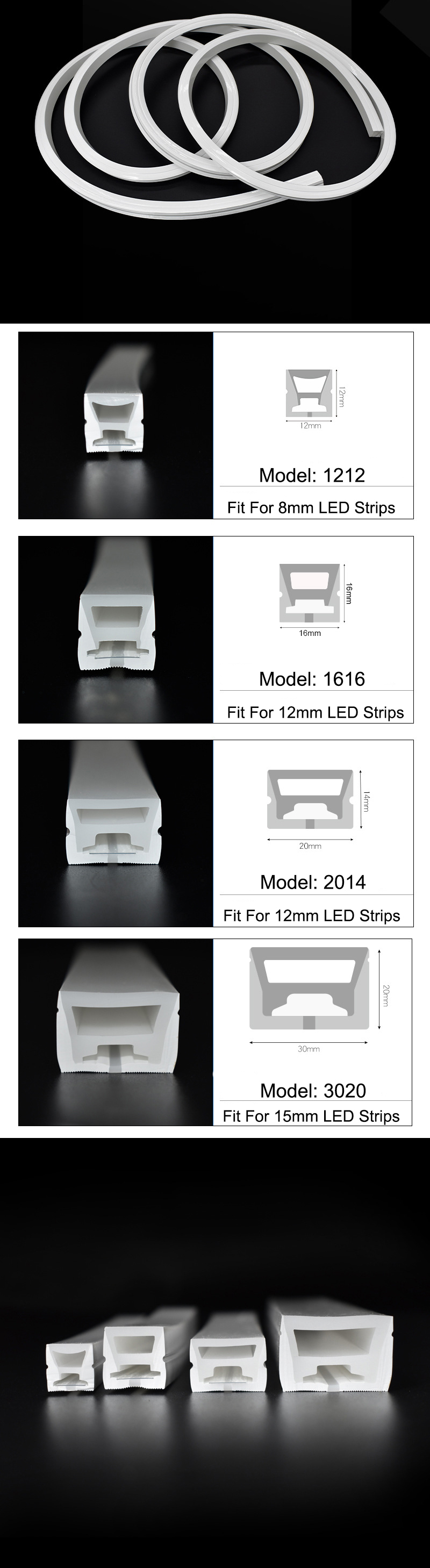The details of silicone LED strip diffuser