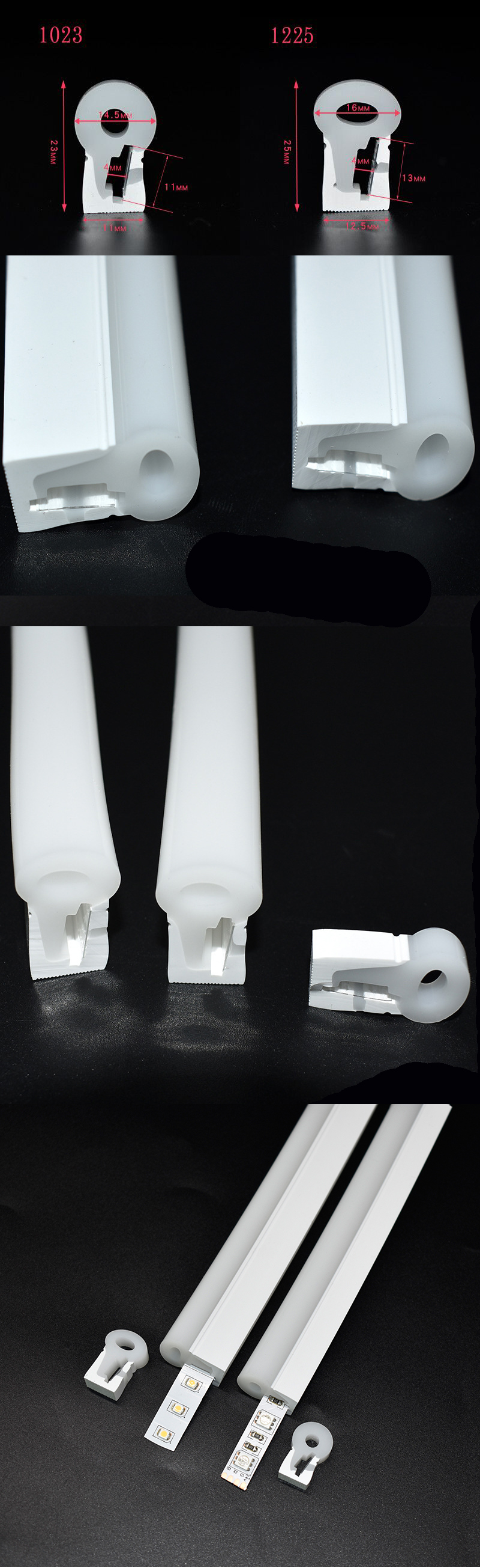 The details of side lighting silicone led profiles